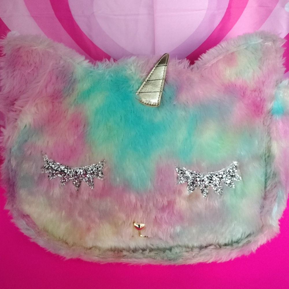 Betsey Johnson holographic Cat fur tote